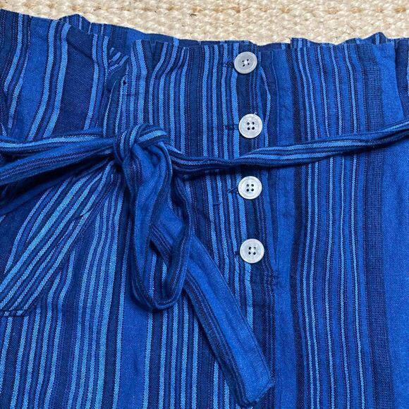 Indigo Rein, Linen Blend Striped Mini Skirt, Belted Tie, Juniors X-Large Beachy - Picture 5 of 10